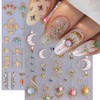 Sun Moon Nail Stickers for Nail Art, 5D Embossed Bohemian