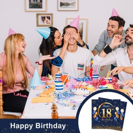 GROVBLE Napkins 18th Birthday Pack of 40 Blue Napkins 18th Birthday Boy Decoration, Happy Birthday Napkins, 18th Birthday Girl Boy Anniversary Napkins, 33 x 33 cm (18 Years Old)
