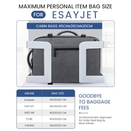 LOVEVOOK Cabin Bag 45x36x20 for Easyjet, Underseat Cabin Luggage Bags 30L Carry-ons Travel Backpack Cabin Size for Airplanes, Hand Luggage Suitcase 15.6 Inch Laptop Backpack for Travelling