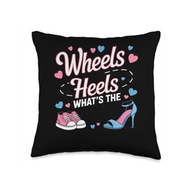Wheels or Heels – What’s Deal? Gender Reveal Throw Pillow
