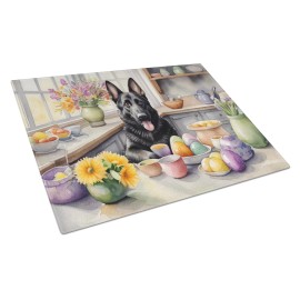 Decorating Easter German Shepherd Glass Cutting Board