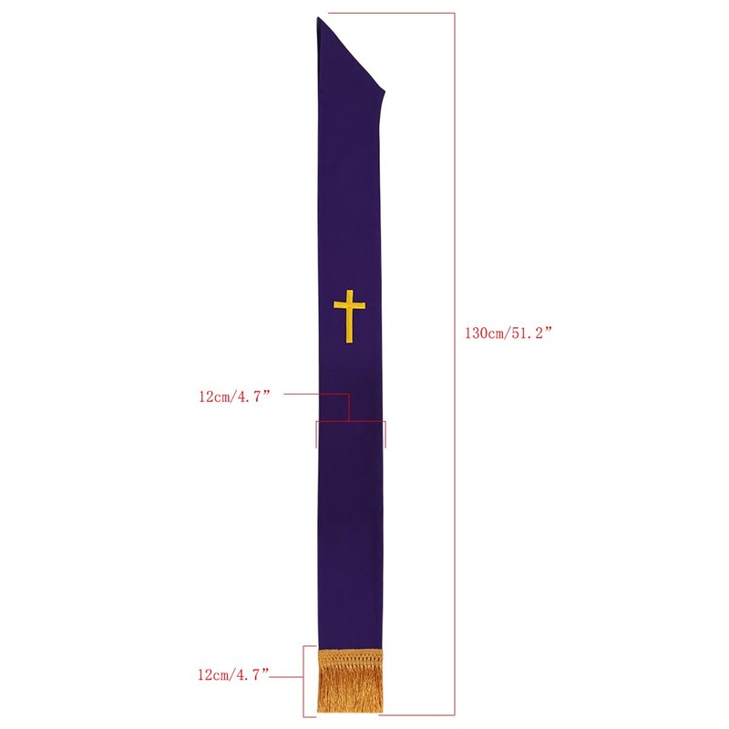 BLESSUME Church Clergy Pastor Cross Embroidered Stole, Purple 7, One