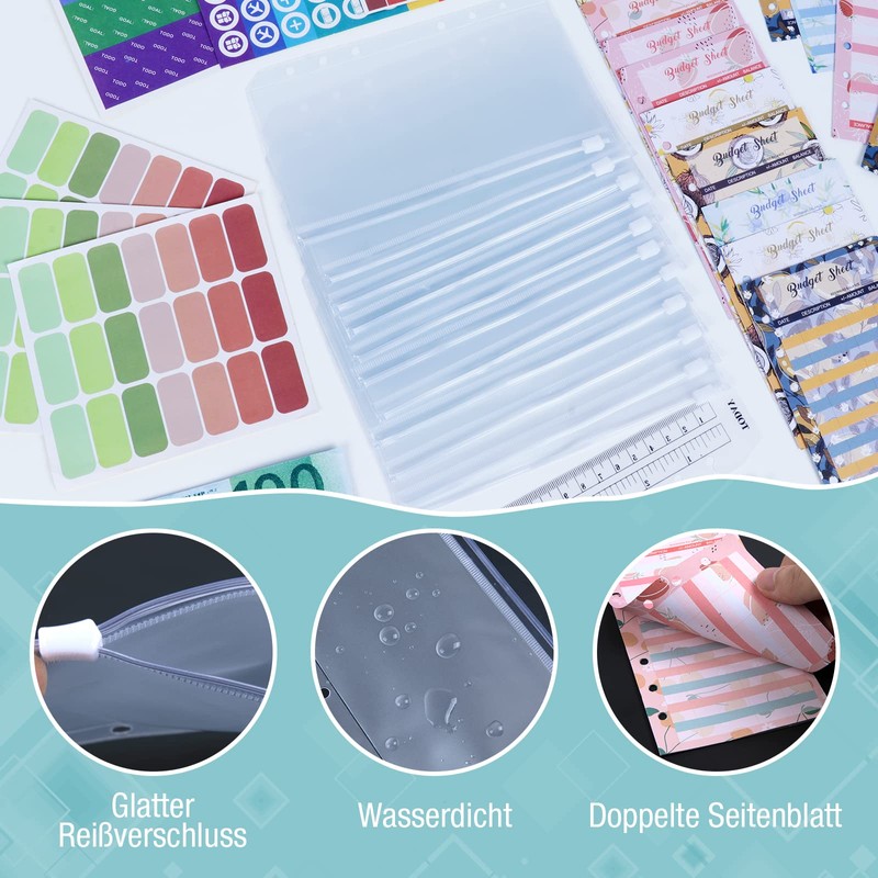 ANYUKE A6 Budget Planner, Financial Binder, Money Sleeves, Savings Book,