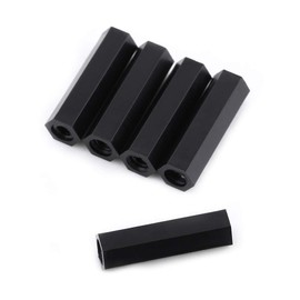 Akozon Nylon Black Hex Spacer, 100 Pieces M3 Hexagon Socket Thread Spacer Bolts Black Nylon Hex Spacer Nuts Assortment with Plastic Box (M3 x 25)
