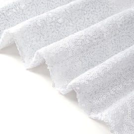 ShinyBeauty White Fabric 200 cm White Shiny Fabric Sequin Fabric Stretch Sequin Fabric Clothing Fabric by The Meter Memaid Fabric Sewing Fabric for Wedding Backdrop Home Decor Glitter Tablecloth