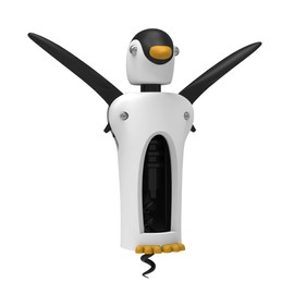 True Zoo Kingsley the Penguin Corkscrew Wine Opener, Winged Design with Easy Grip Soft Touch Wings, Stainless Steel and Plastic with Sharp Screw for Wine Bottles, Home Bar, Kitchen, Novelty Gifts