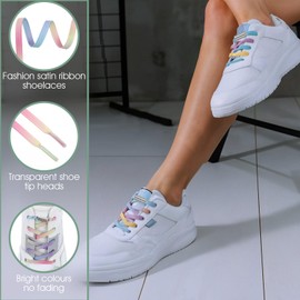 Ouligay 4 Paar Bunte Elastische Schnürsenkel Ohne Binden 6mm Breite Glitzer Schnürsenkel Bunt Flach Schuhbänder mit Metall Lock Universeller No Tie Shoelaces für Kinder Erwachsene, 100cm Lange