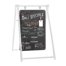 Ilyapa Modern Metal Double Sided Swinging Chalkboard Sidewalk Sign - 24 X 38 inch Magnetic A Frame Alternative Menu Board Sandwich Board Message Sign