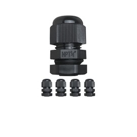 MGI SpeedWare 1/4" NPT Strain Relief Nylon Cord Grip Cable Glands, Black Plastic Grommet 20-Pack