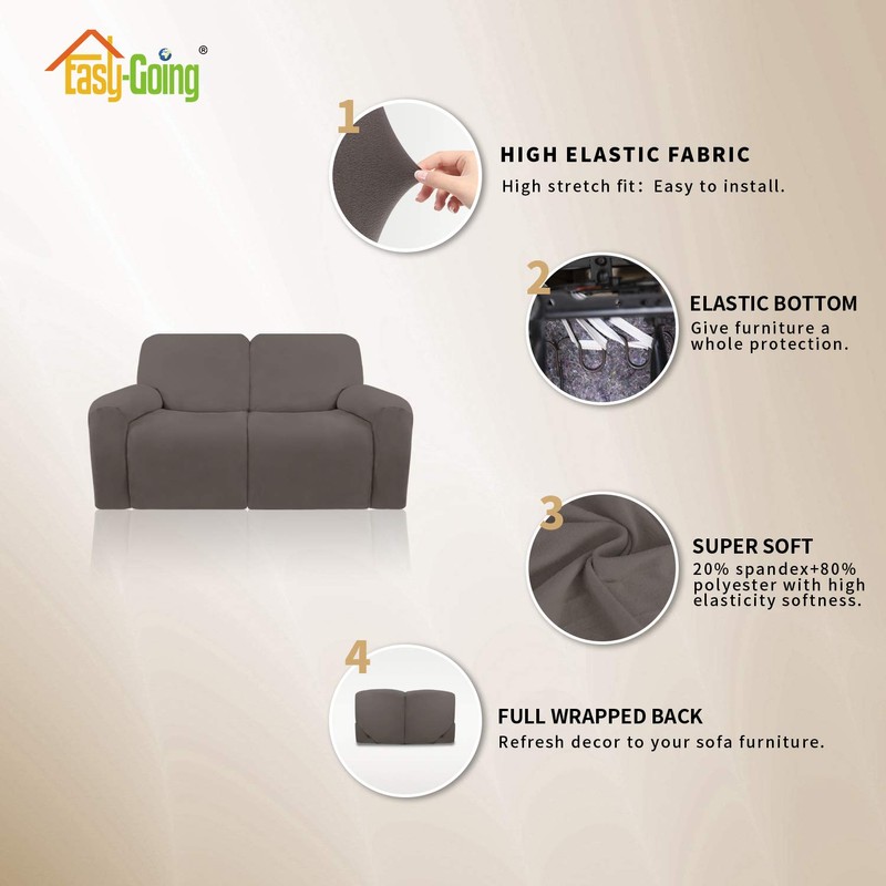 Easy-Going 6 Pieces Microfiber Stretch Sectional Recliner Sofa Slipcover Soft
