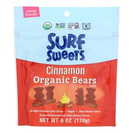 UD_Surf Sweets Cinnamon Bears Soft Candy 6 Oz Bottle Case 8 Fruit Flavored Sour Chews Acid Sugar Coated Halal Certified