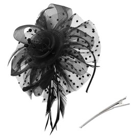 Zando Fascinators for Women Tea Party Hats for Women & Girls Kentucky Derby Hats for Women Flower Mesh Feathers Headband Fancy Headwear Hair Clip for Wedding Church Black Fascinator Hats for Women