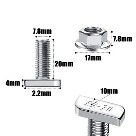 Pack of 6 Hammer Head Screws M8 x 20 Stainless Steel A2-70, Hammer Head Screw with Locking Tooth Nuts Flange Nuts M8 Screws for PV Solar Mounting Rails Greenhouse and Photovoltaic