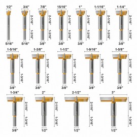 XDENGP 16 Pcs Forstner Bit Set, Forstner Drill Bit Set, Carbide Forstner Bit for Woodworking, Wood Drilling Hole Saw Set, Auger Opener, Hole Opener Hinge Hole Cutter for Plastic, Plywood Products
