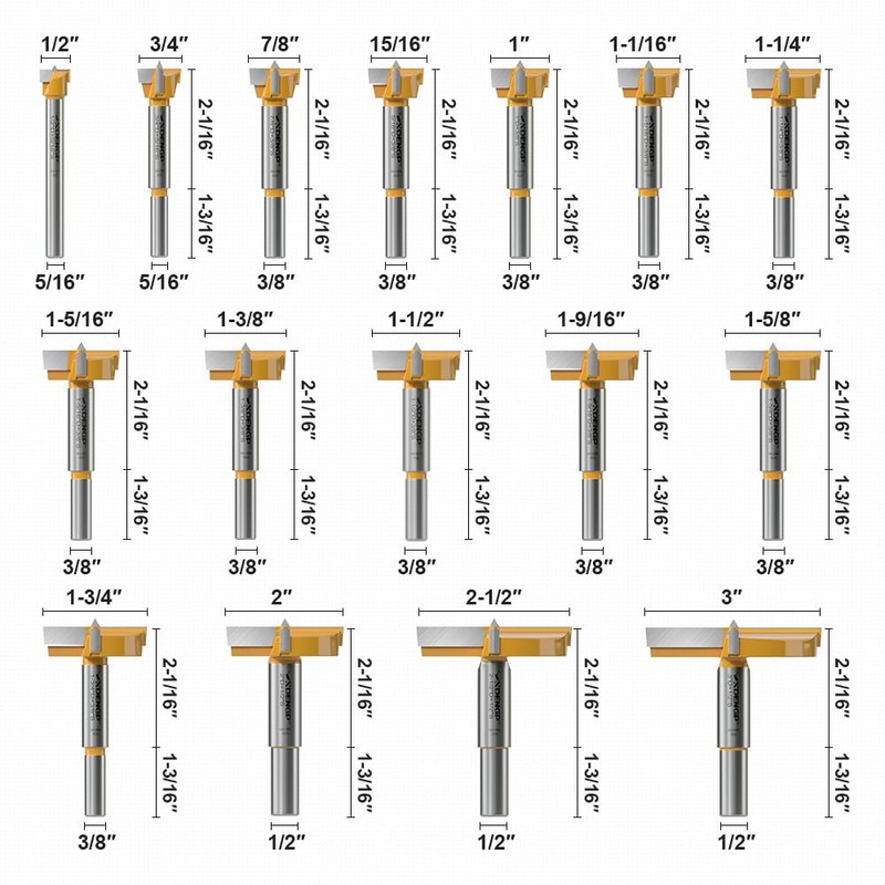 XDENGP 16 Pcs Forstner Bit Set, Forstner Drill Bit Set,