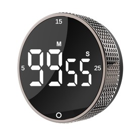 Upgrade Digital Kitchen Timer - Magnetic Countdown Countup Visual Pomodoro Timer with Large LED Display, 3-Preset Times (5, 15, 25), 3 Volume Levels, Ideal for Cooking, Baking and Fitness (1, Tarnish)