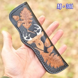 Aj Sanity Leather Sheath USAFixed Blade Knife Leather Sheath Knives Holster Belt Carry Deer Hand Engraved