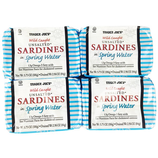 Trader Joe's Wild Caught Unsalted Sardines in Spring Water 4 Pack