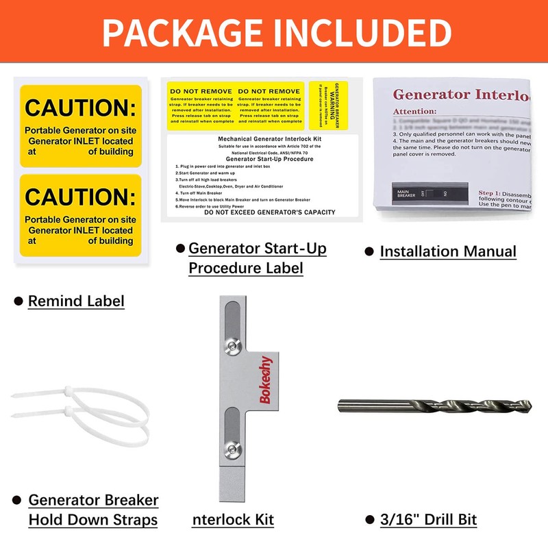 BOKECHY Generator Interlock Kit Multiple Styles Compatible with Square D