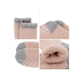 Century Star Womens Fuzzy Socks with Grips Hospital Non Slip Slipper Socks Cozy Christmas Gift Warm Fluffy Gripper Socks, 5 Pairs Morandi Color, One Size