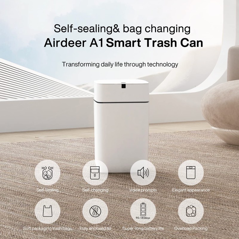 Airdeer Automatic Trash Can, 4 Gallon Self Sealing and Self-Changing