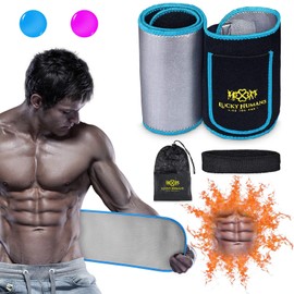 Lucky Humans® High Quality Premium 2021 Sweat Belt for Women and Men, Postnatal Sauna Belt, Abdominal Sweat Belt, Slimming Belt for Women and Men, Slimming Abdominal Belt, blue