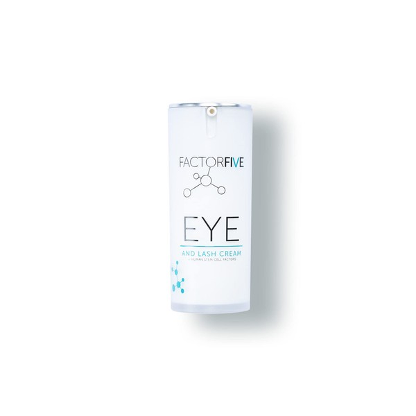 FACTORFIVE Eye and Lash Cream with Human Derived Apidose Stem Cell Growth Factors for Anti-Wrinkle, Collagen Boost, and Acne Scarring Repair, Large Size, 0.5 fl oz/15ml (Eye & Lash Cream)