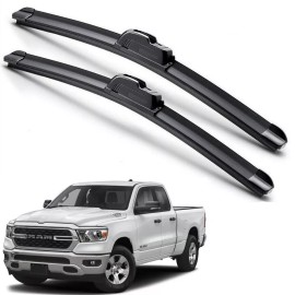 EZ Motoring For 2019-2025 Dodge Ram 1500 2500 Windshield Wiper Blades J-HOOK Hybrid Silicone
