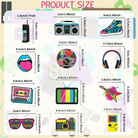 Generic 12Pcs 80s Party Favors Keyrings, Music Themed Keychains, 80s Retro Hip Hop Party Acrylic Key Ring for 1980s Music Theme Party Supplies