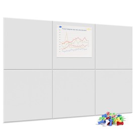 Neatsure Large Cork Board for Wall, 36" x 24" Bulletin Board with Pushpins, 6 Panels Felt Tiles Tack Push Pin Board for Office, White