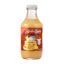 Uncle Bob's Butter Country Rich & Creamy Coconut Syrup for Pancakes and Waffles, Less Sugar, No Corn Syrup, Gluten Free, Made without Artificial Flavors, 16 fl oz Bottle