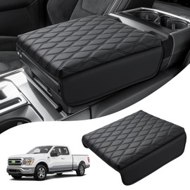 Autorder Center Console Cover for 2021-2025 2026 Ford F150/2022-2025 2026 F150 Lightning Accessories Armrest Cushion Cover Nappa Leather Middle Console Covers (Only fit for Work Surface Console)