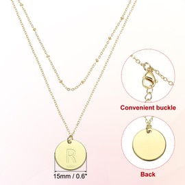PATIKIL Initial Necklace Letter Necklace, Disc Pendant Alphabet Layered Necklace Tiny Initial Necklace Gold Tone for Teens Women Birthday Gifts, R