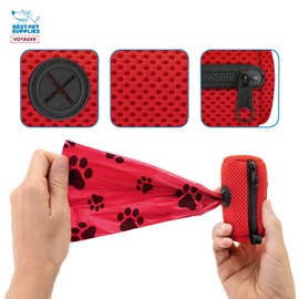 Best Pet Supplies 2-Pack Dog Poop Bag Holder Leash Attachment, Color, Reusable Mesh Dispenser Pouch for Travel, Walking, Park, and Outdoor Use, Soft and Durable with Clip-On - Mesh Red