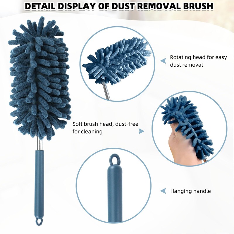 2Pcs Car Interior Duster with Extension Pole Soft Dash Vent