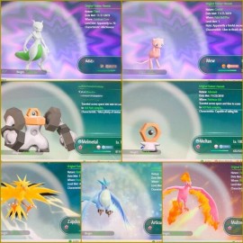 Pokémon Let's Go Pikachu & Eevee - 7x Shiny Legendaries 6IV/Max AV - FAST