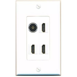 Wallplate City 4 Port 1 Gang Jack Face Cover Coupler 3 HD TOSLINK Wall Plate