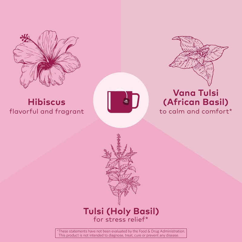 ORGANIC INDIA Tulsi Hibiscus Tea Bags - Holy Basil Herbal