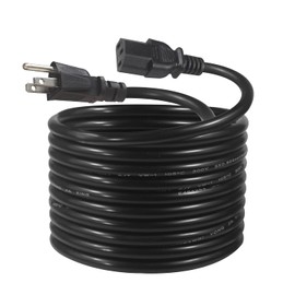 Cable de alimentación de repuesto para monitor de computadora de 12 pies, color negro, cable de alimentación estándar de 3 clavijas, resistente 18 AWG IEC C13, NEMA 5-15P a C13 10A 125V para