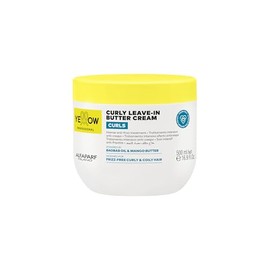 Alfaparf Milano Yellow Curly Leave-In Butter Cream, Tratamiento Intensivo para Rizos, con Aceite de Baobab y Manteca de Mango, 500 ml