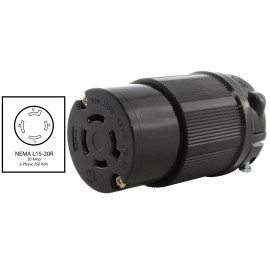 AC WORKS® 20A 250V 3-Phase NEMA L15-20R 4-Prong Female Connector Assembly by AC WORKS®