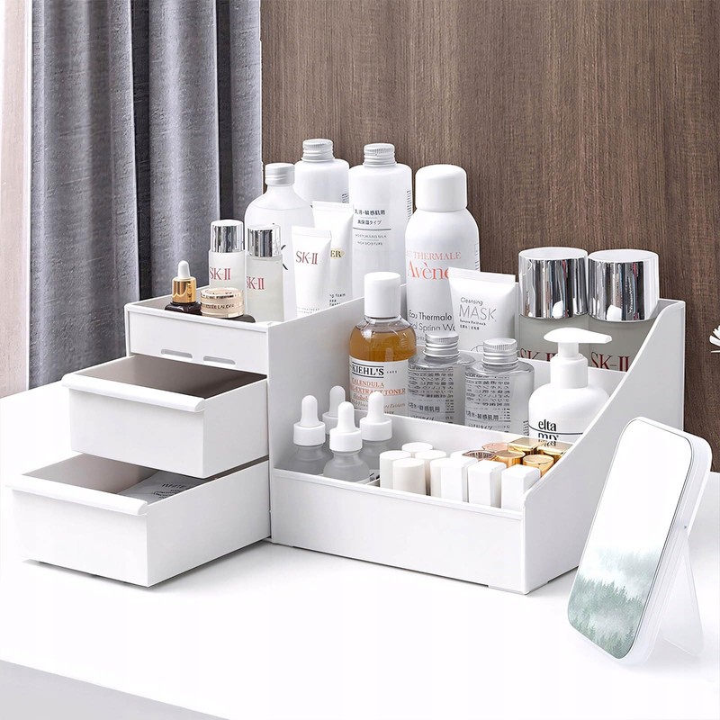Retoo Make Up Organiser Cosmetic Storage Box 2 Drawers Dressing