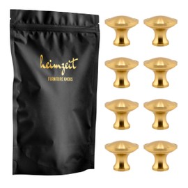 heimzeit Cabinet Knobs for Doors, Drawers and Dressers Made of High-Quality Aluminium [Pack of 8, Round Large] Colour: Gold, Stylish Design, Furniture Knobs with Single Hole Handle and Screws