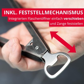 Westmark Barbecue Tongs + Serving Tongs and Bottle Opener, with Stainless Steel Handles and Rubberised Handles, Length: 35 cm, Stainless Steel/Plastic, Classic Special Mix, Silver/Black, 1625227Ö