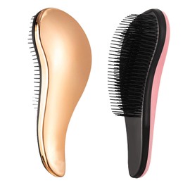 JEELEEKO 2 Piezas Cepillo desenredante,Cepillo para Cabello, Antiestático Cepillo para Cabello Favorece Crecimiento del Cabello, Evita Encrespamiento, en Húmedo y en Seco, Peina Cabello, Apto para Todo Tipo de Cabellos. (Oro Rosa)