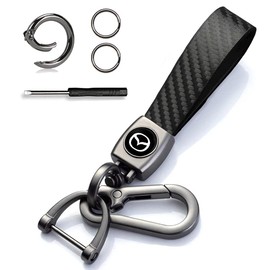 EZRA Key Holder, Genuine Leather Key, Exquisite Carbon Fiber Texture, Leather Key Holder, Prevents Loss of Car Keys, Unisex, MAZDA