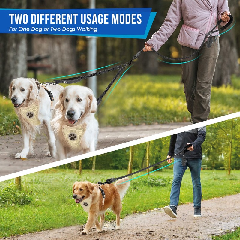 SlowTon Double Dog Leash No Tangle - 360° Swivel Heavy