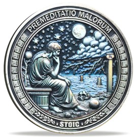 Strugglejewelry Premeditatio Malorum & Seneca Quote Motivational Stoic Coin for Philosophy Lovers & Gift Ideas