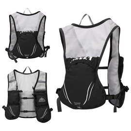 Running Vest for Women Men,Adjustable Chest Straps Running Hydration Vest, Lightweight Reflective Hydration Backpack for Hiking Marathon (Black, One Size)