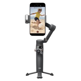 DJI Osmo Mobile 7P Gimbal Stabilizer for Smartphone 3-Axis Phone Gimbal Bundle with 2X Deco Essentials 3.5mm Clip-On Mini Lapel Microphone +LED Cordless Smartphone Ring Light + 2 Year Protection Pack